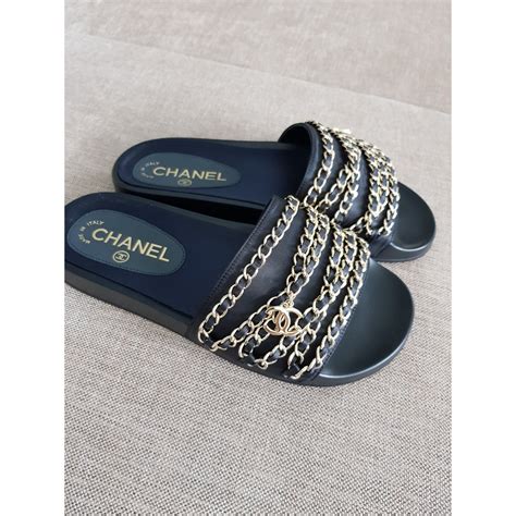 chanel nylon chain slides|chanel kid sandals.